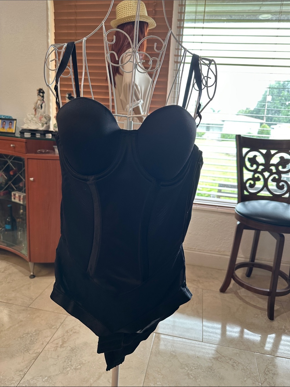 Maidenform Black Bustier Bodysuit Shapewear with Underwire Cups
